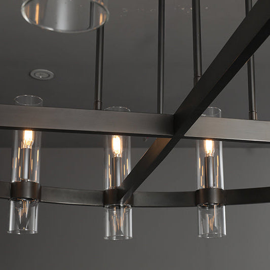 Zenvor 48 Inch Cylinder Glass Round Candle Chandelier