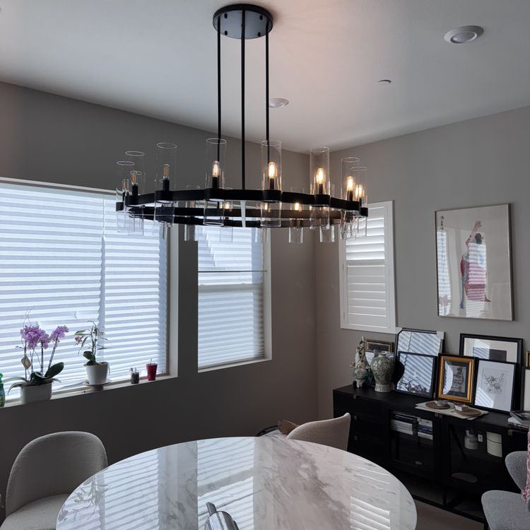 Zenvor 48 Inch Cylinder Glass Round Candle Chandelier