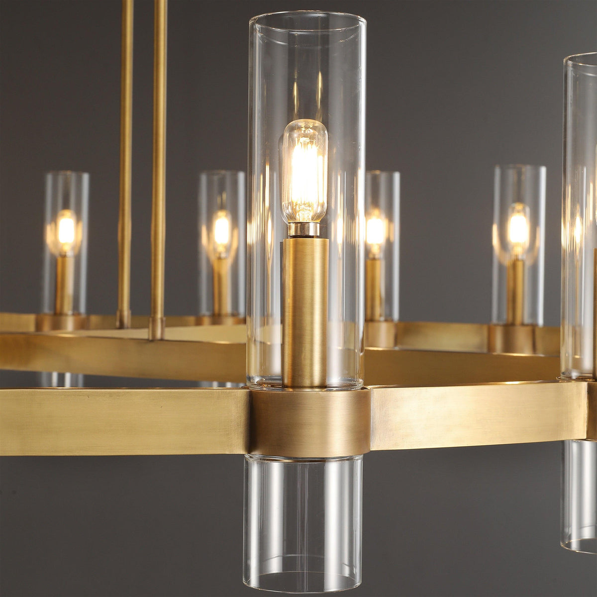 Zenvor 48 Inch Cylinder Glass Round Candle Chandelier