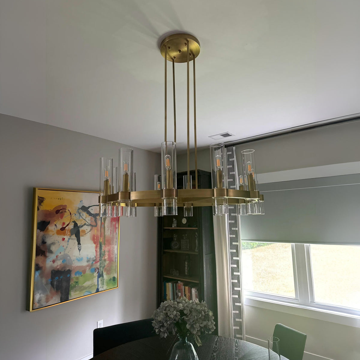 Zenvor 36 Inch Cylinder Glass Round Candle Chandelier