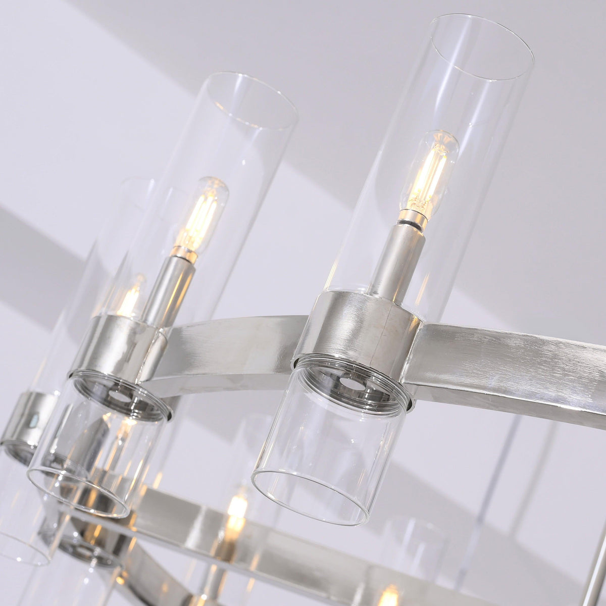 Zenvor 48 Inch Cylinder Glass Round Candle Chandelier