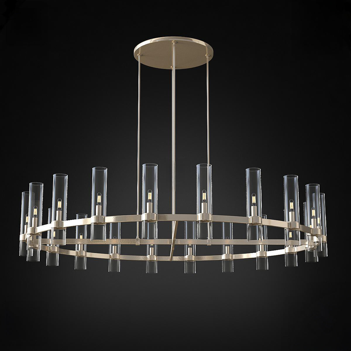 Zenvor 60 Inch Cylinder Glass Round Candle Chandelier
