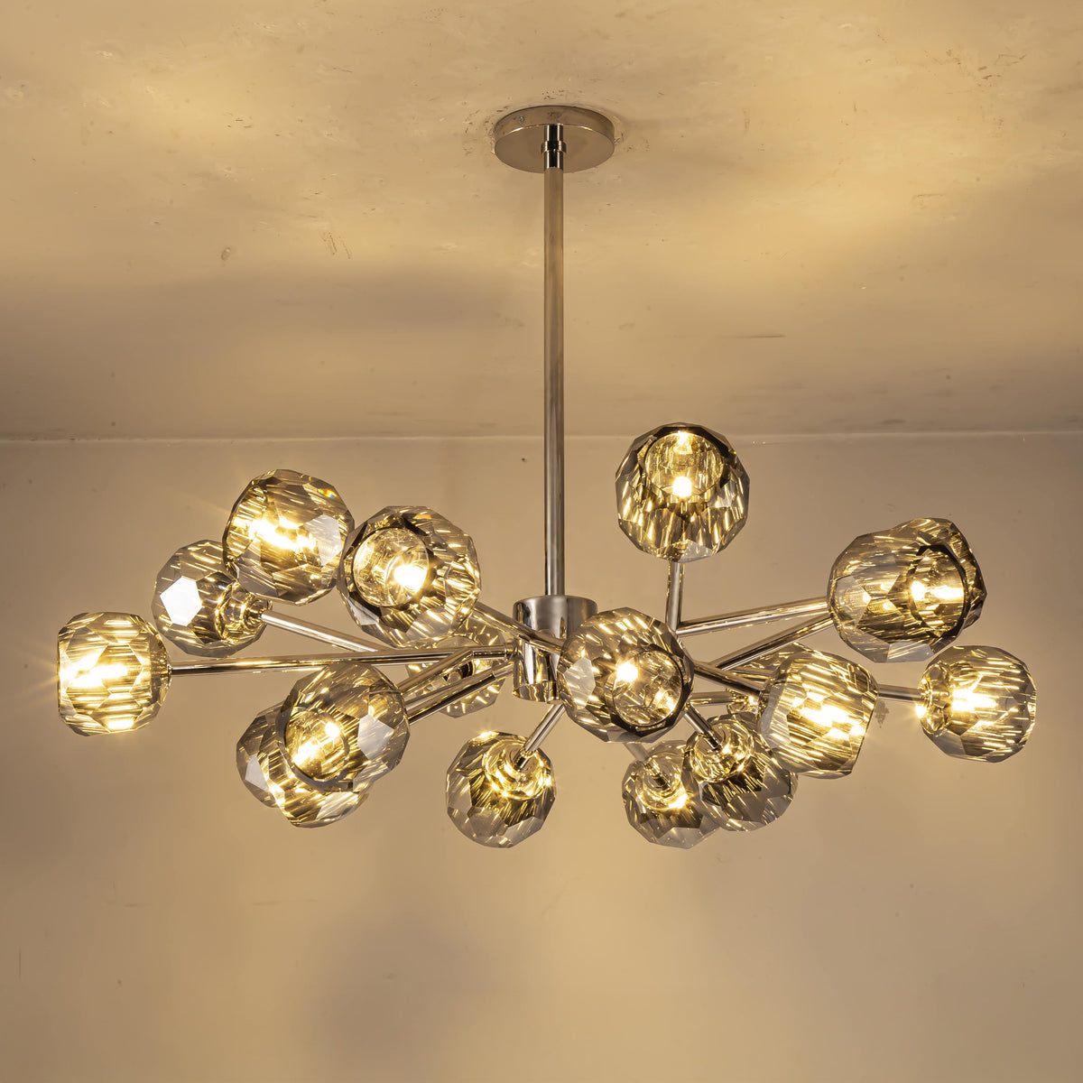 Lumerae 36 Inch Sputnik Globe Smoked Crystal Chandelier