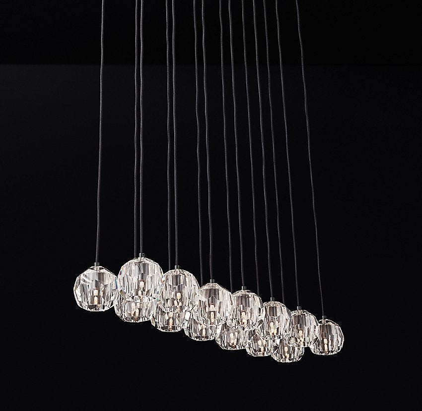 Lumerae 48 Inch Globe Crystal Cluster Linear Chandelier
