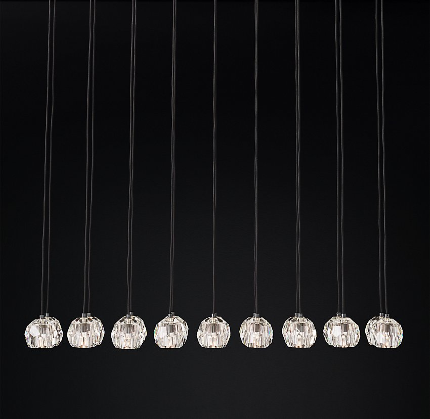 Lumerae 60 Inch Globe Crystal Cluster Linear Chandelier