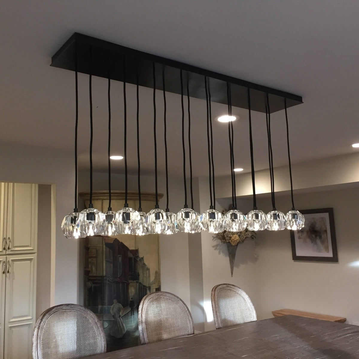 Lumerae 60 Inch Globe Crystal Cluster Linear Chandelier