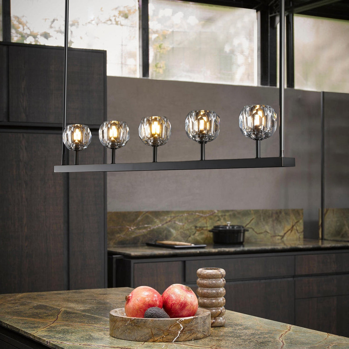Lumerae 48 Inch Globe Smoked Crystal Linear Chandelier