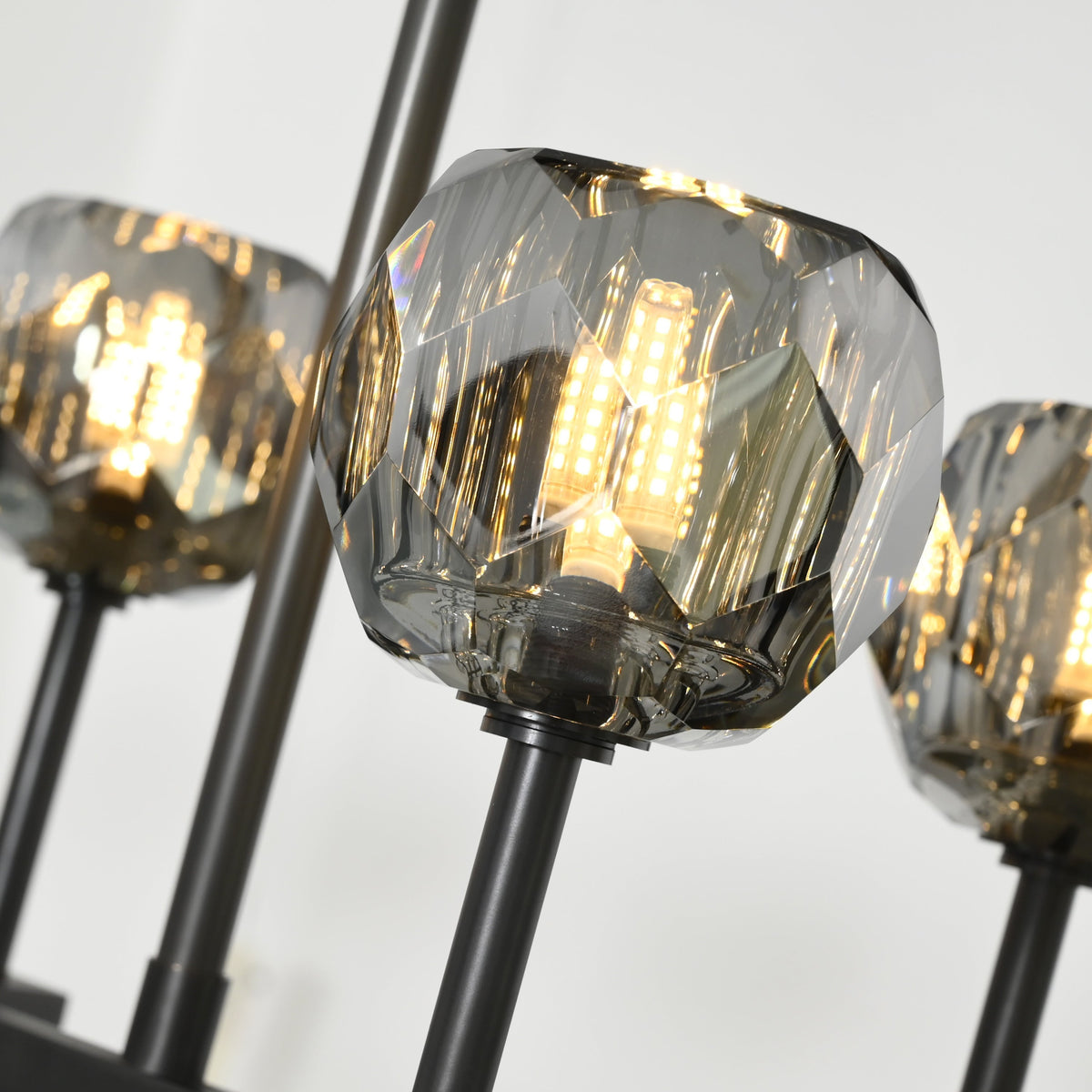Lumerae 60 Inch Globe Smoked Crystal Double Linear Chandelier