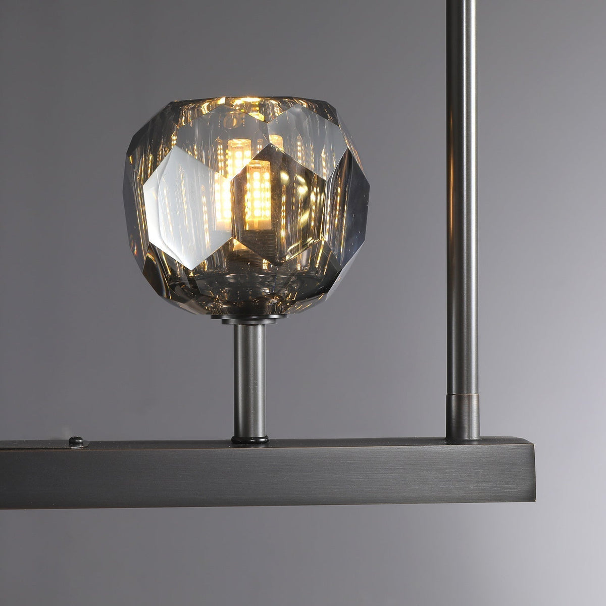 Lumerae 48 Inch Globe Smoked Crystal Linear Chandelier