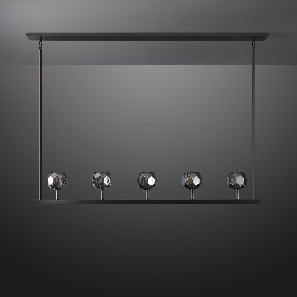 Lumerae 48 Inch Globe Smoked Crystal Linear Chandelier