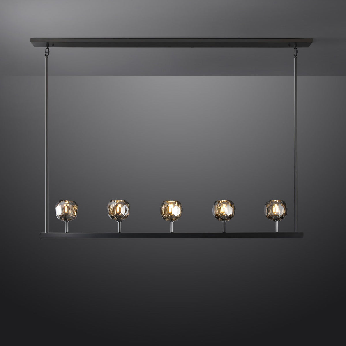 Lumerae 48 Inch Globe Smoked Crystal Linear Chandelier
