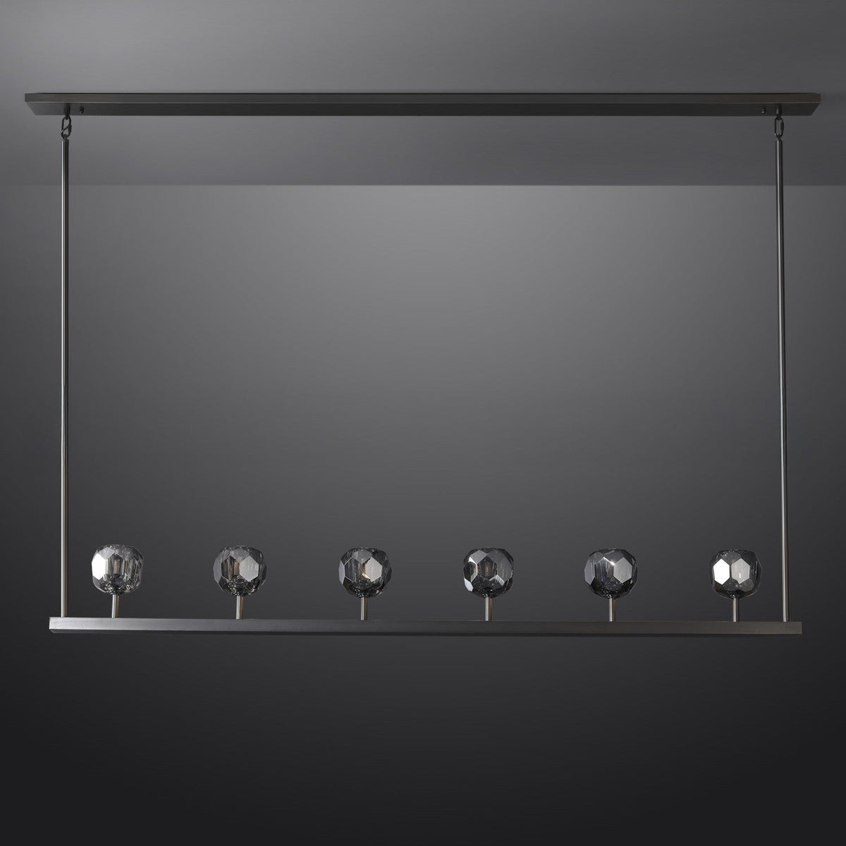 Lumerae 60 Inch Globe Smoked Crystal Linear Chandelier