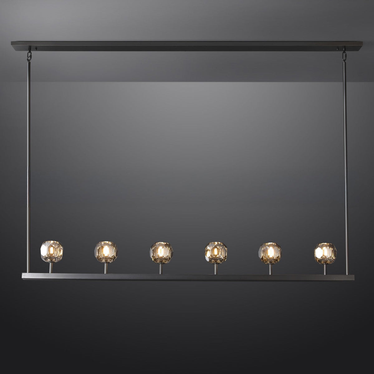 Lumerae 60 Inch Globe Smoked Crystal Linear Chandelier