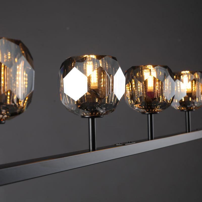 Lumerae 60 Inch Globe Smoked Crystal Linear Chandelier