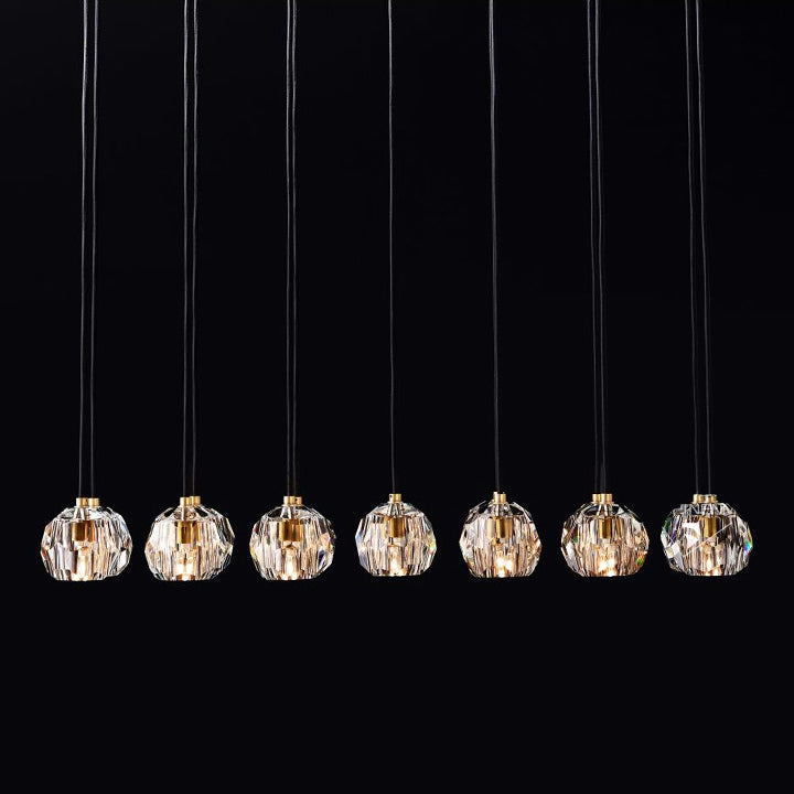 Lumerae 48 Inch Globe Crystal Cluster Linear Chandelier