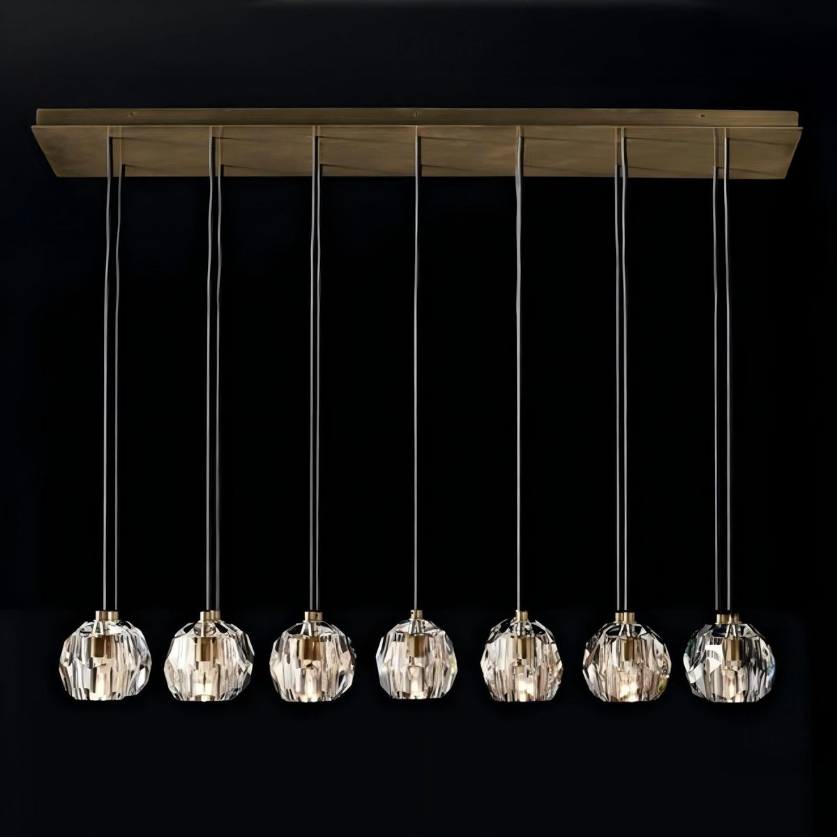 Lumerae 48 Inch Globe Crystal Cluster Linear Chandelier