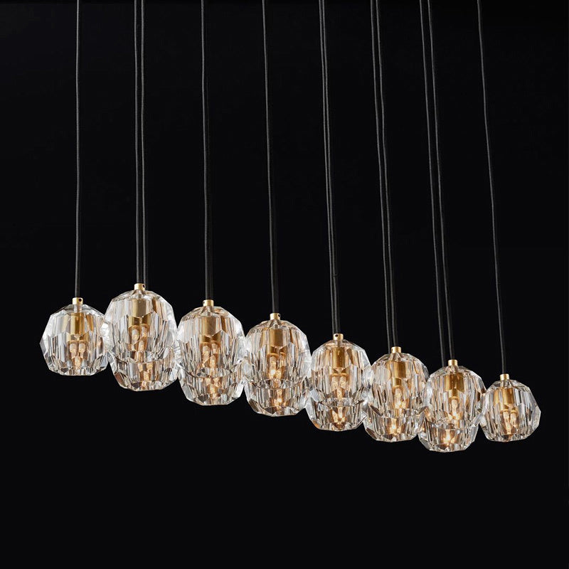 Lumerae 48 Inch Globe Crystal Cluster Linear Chandelier