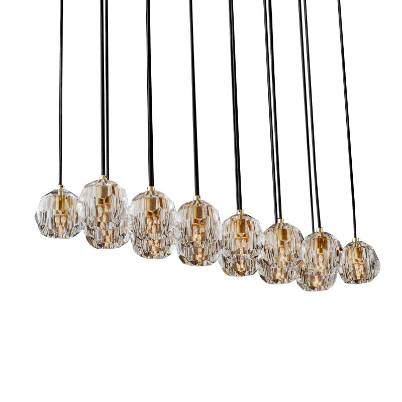 Lumerae 48 Inch Globe Crystal Cluster Linear Chandelier