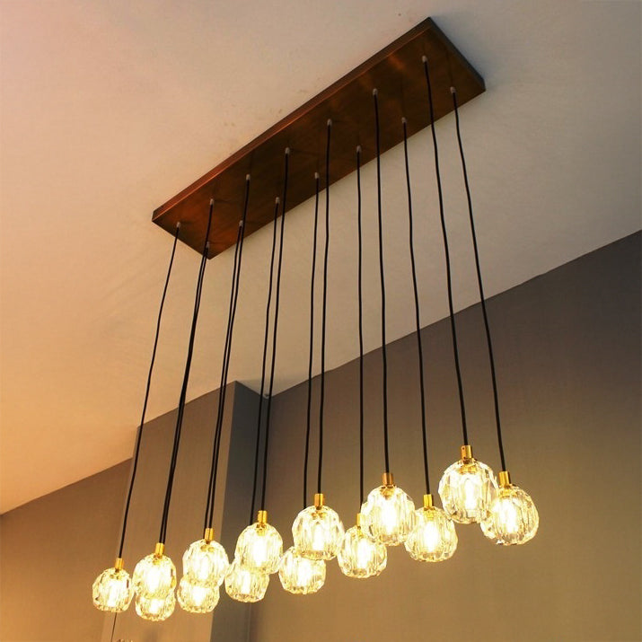 Lumerae 48 Inch Globe Crystal Cluster Linear Chandelier