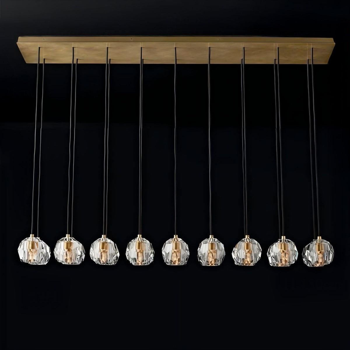 Lumerae 60 Inch Globe Crystal Cluster Linear Chandelier