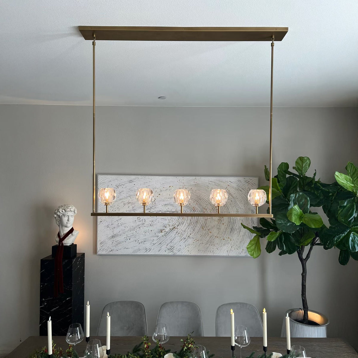 Lumerae 48 Inch Globe Crystal Linear Chandelier