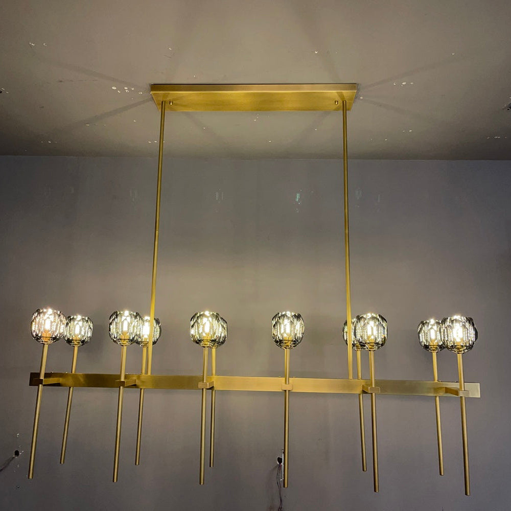 Lumerae 60 Inch Globe Smoked Crystal Double Linear Chandelier
