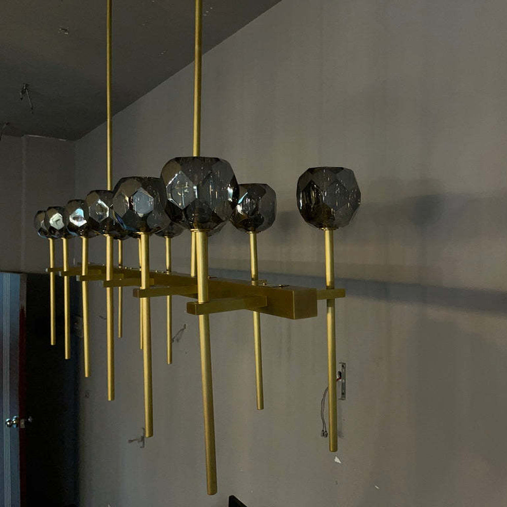 Lumerae 60 Inch Globe Smoked Crystal Double Linear Chandelier