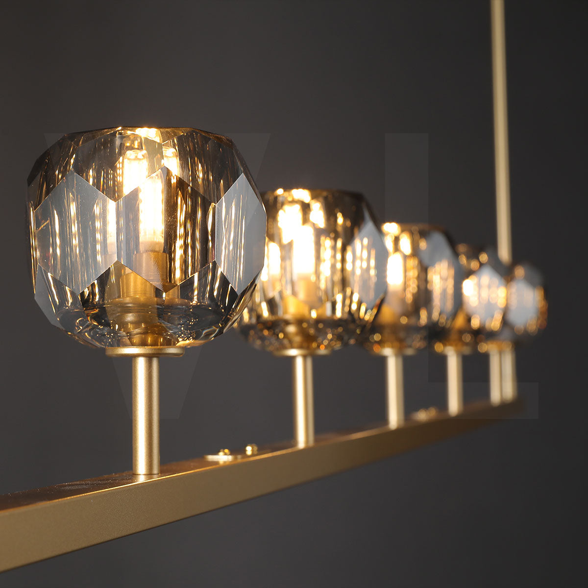 Lumerae 48 Inch Globe Smoked Crystal Linear Chandelier
