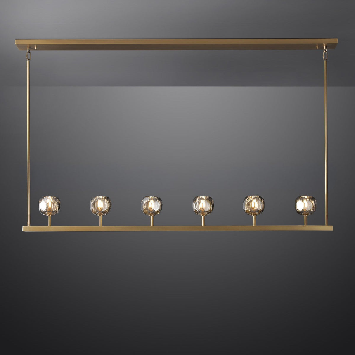 Lumerae 60 Inch Globe Smoked Crystal Linear Chandelier