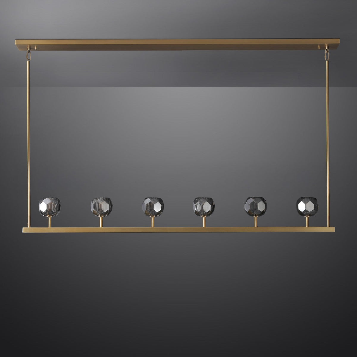 Lumerae 60 Inch Globe Smoked Crystal Linear Chandelier