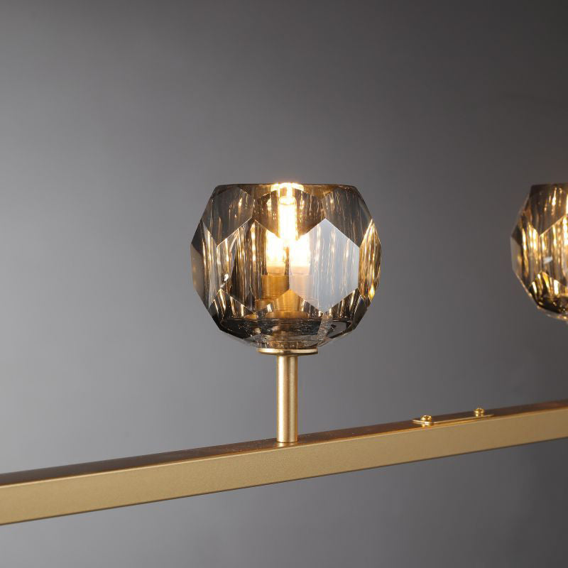 Lumerae 60 Inch Globe Smoked Crystal Linear Chandelier