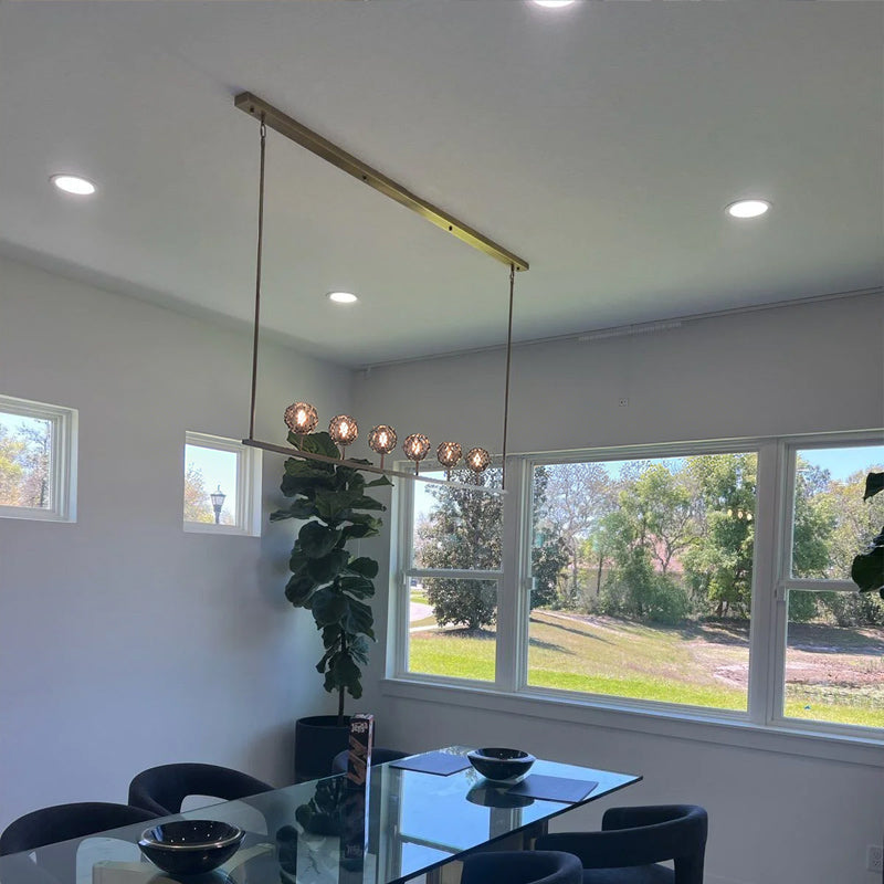 Lumerae 60 Inch Globe Smoked Crystal Linear Chandelier