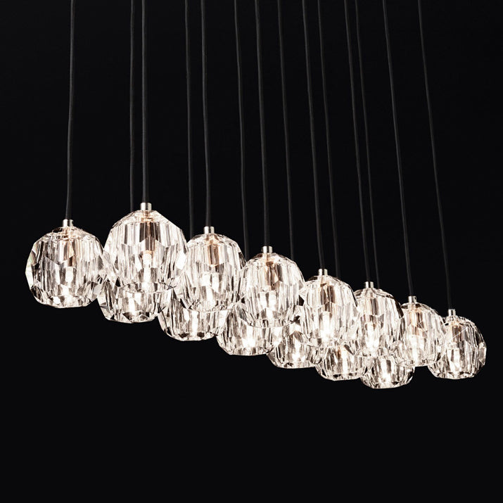 Lumerae 48 Inch Globe Crystal Cluster Linear Chandelier