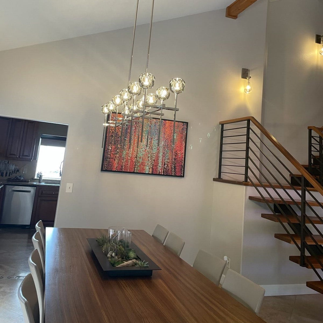 Lumerae 60 Inch Globe Smoked Crystal Double Linear Chandelier