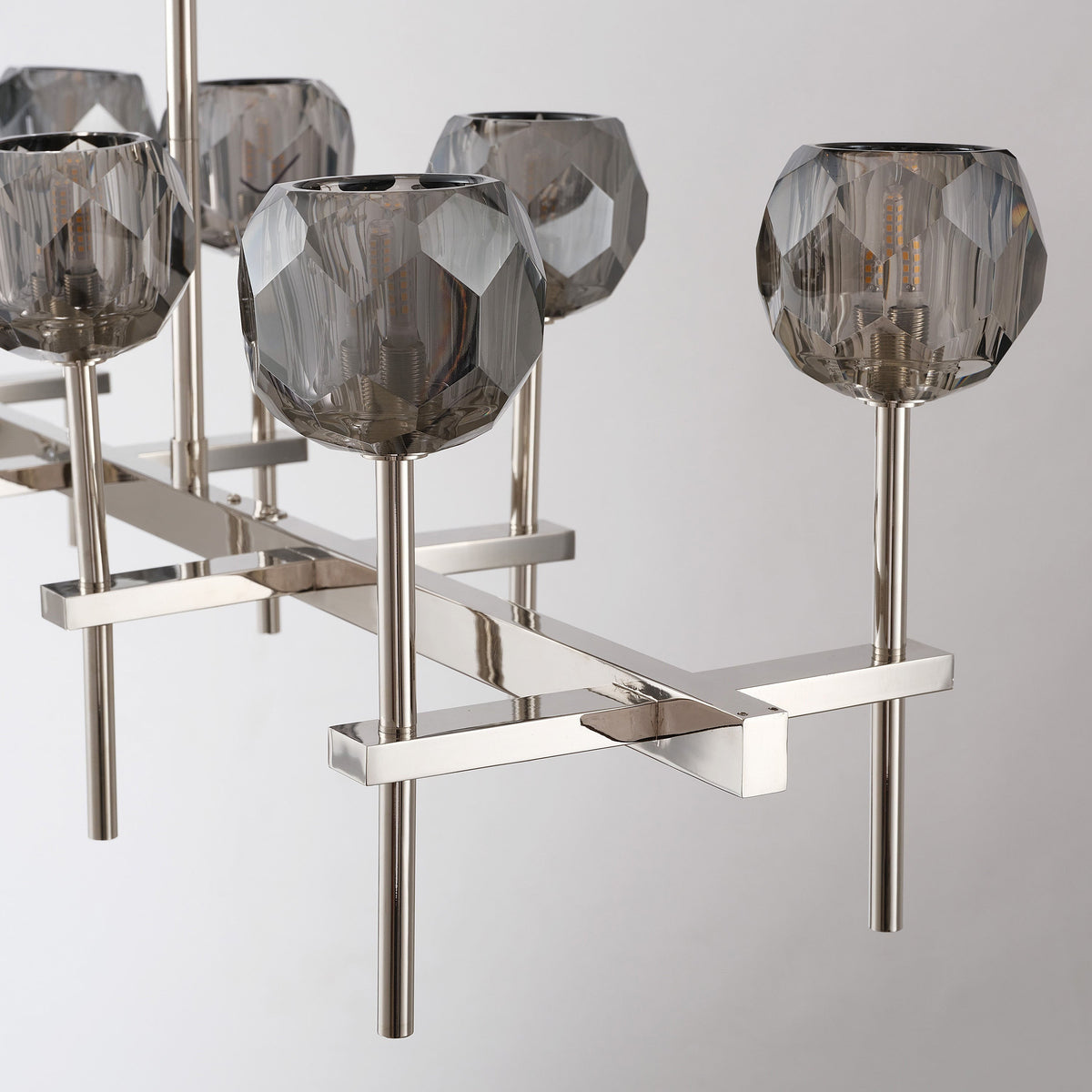 Lumerae 60 Inch Globe Smoked Crystal Double Linear Chandelier