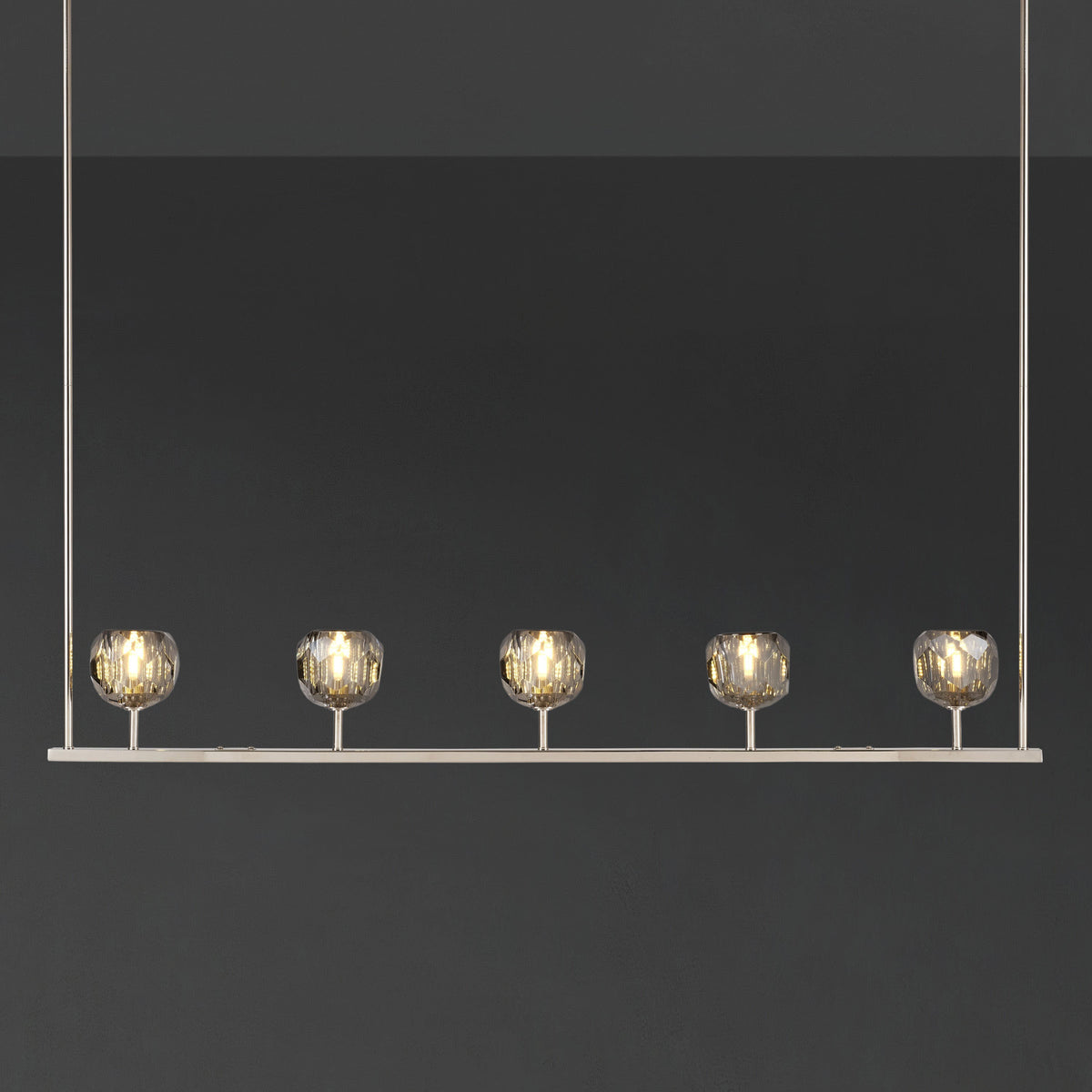 Lumerae 48 Inch Globe Smoked Crystal Linear Chandelier