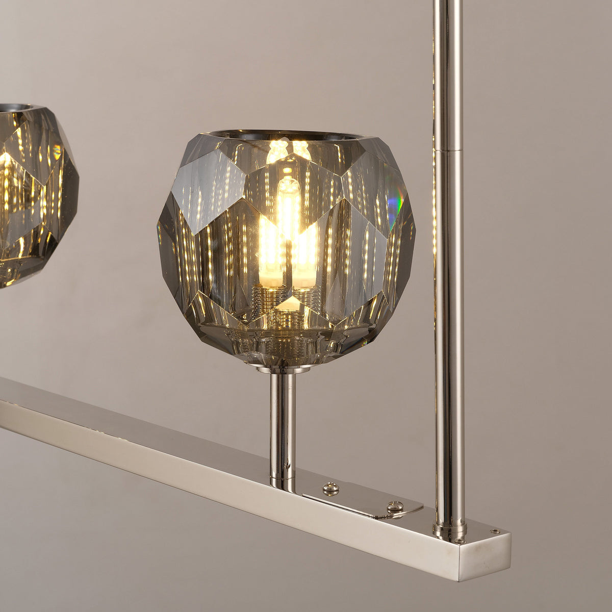 Lumerae 48 Inch Globe Smoked Crystal Linear Chandelier
