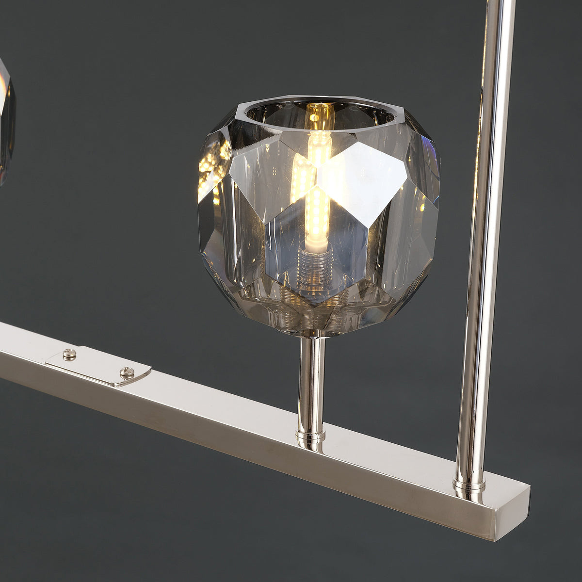 Lumerae 60 Inch Globe Smoked Crystal Linear Chandelier
