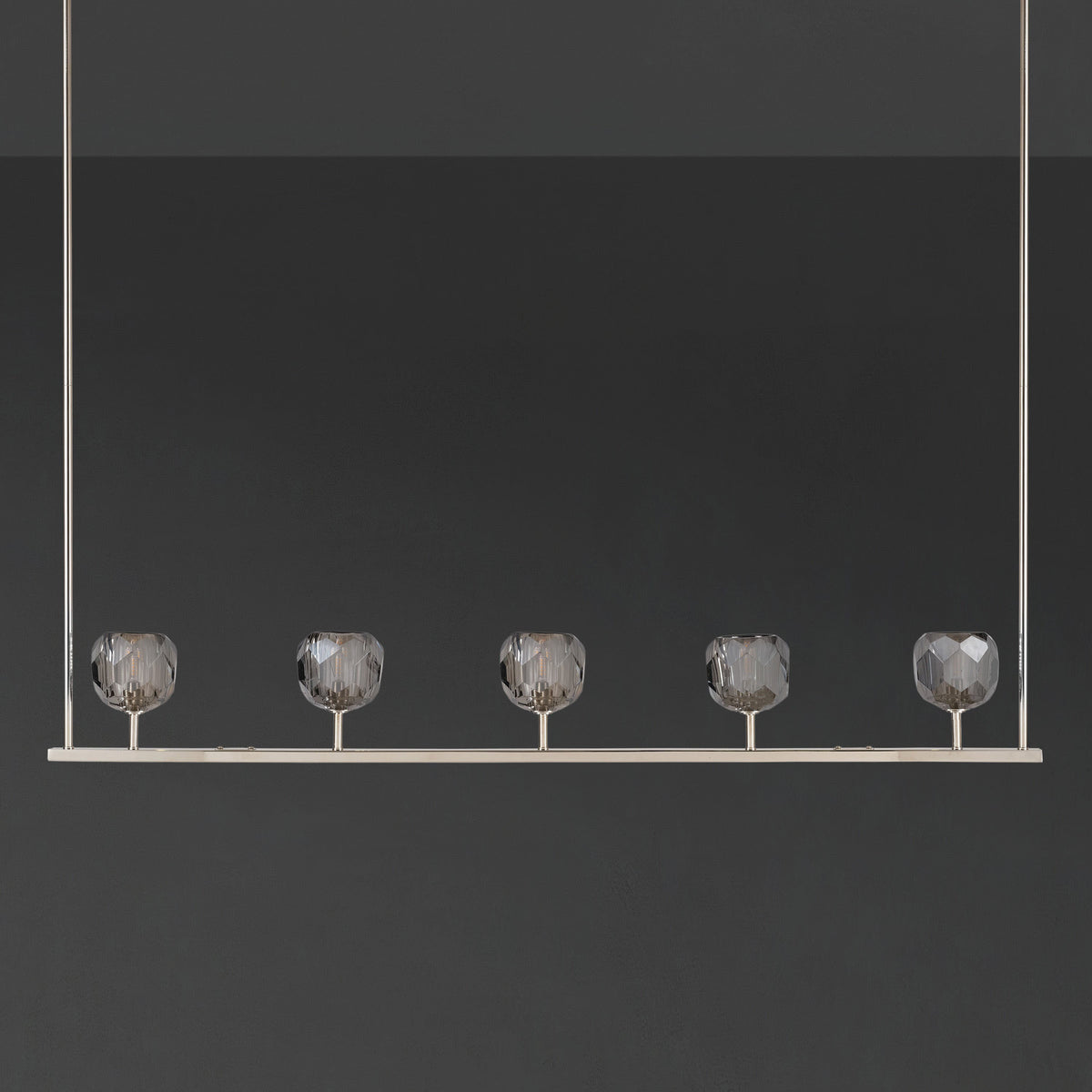 Lumerae 48 Inch Globe Smoked Crystal Linear Chandelier