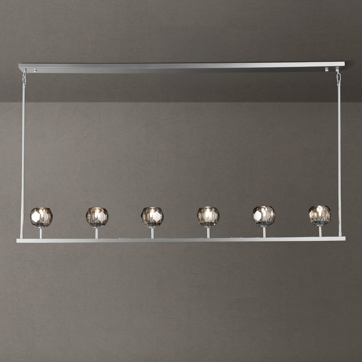Lumerae 60 Inch Globe Smoked Crystal Linear Chandelier