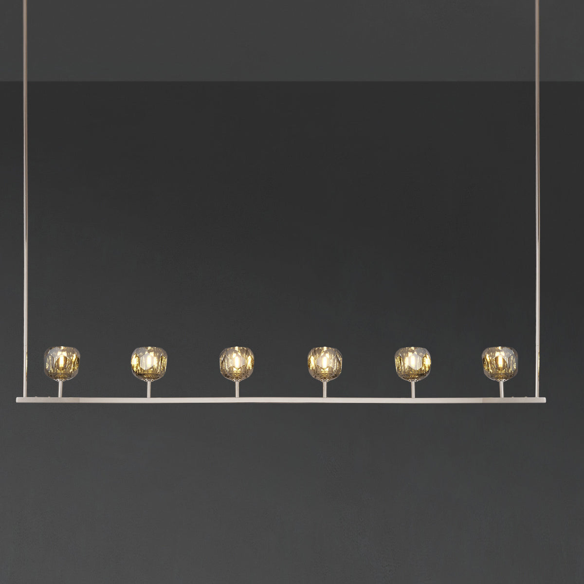 Lumerae 60 Inch Globe Smoked Crystal Linear Chandelier