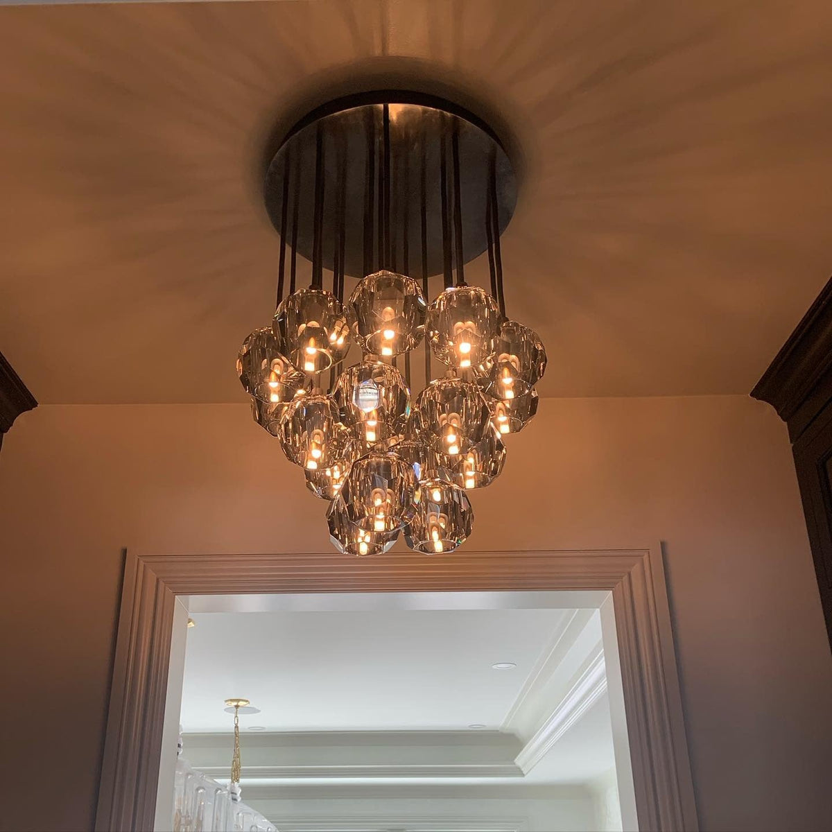 Lumerae 19 Inch Globe Smoked Crystal Cascading Chandelier