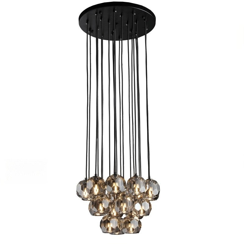 Lumerae 19 Inch Globe Smoked Crystal Cascading Chandelier