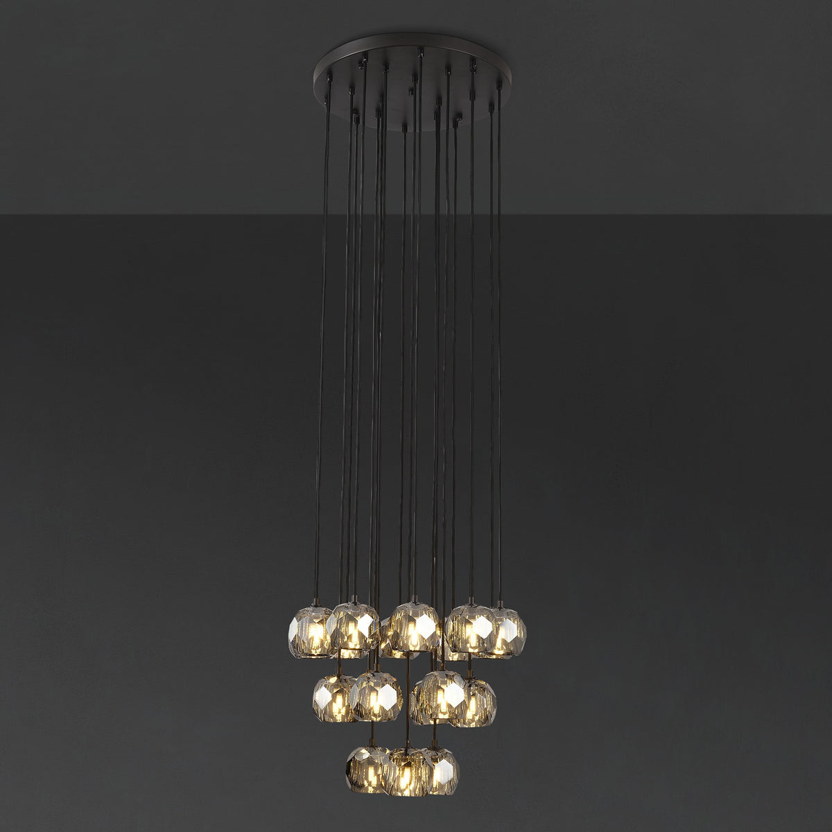 Lumerae 19 Inch Globe Smoked Crystal Cascading Chandelier