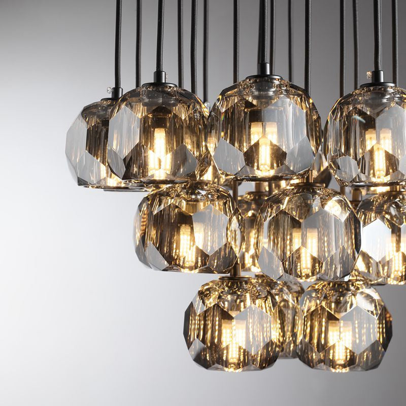 Lumerae 19 Inch Globe Smoked Crystal Cascading Chandelier