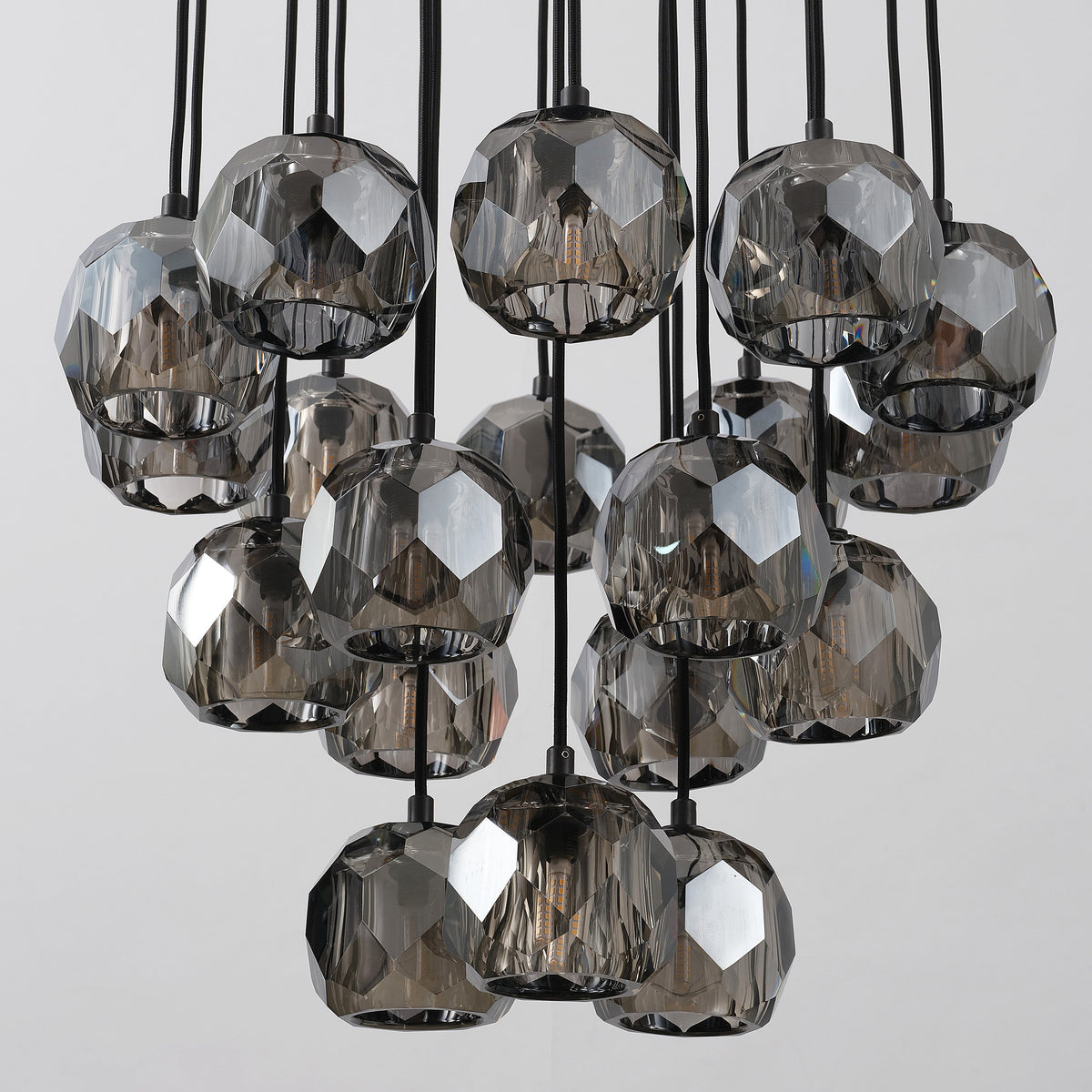 Lumerae 19 Inch Globe Smoked Crystal Cascading Chandelier