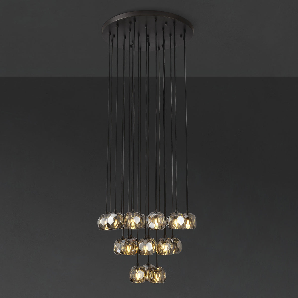 Lumerae 24 Inch Globe Smoked Crystal Cascading Chandelier