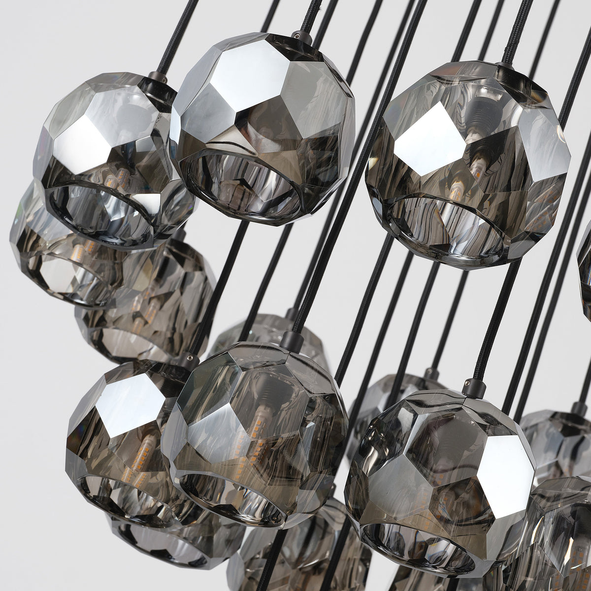 Lumerae 24 Inch Globe Smoked Crystal Cascading Chandelier