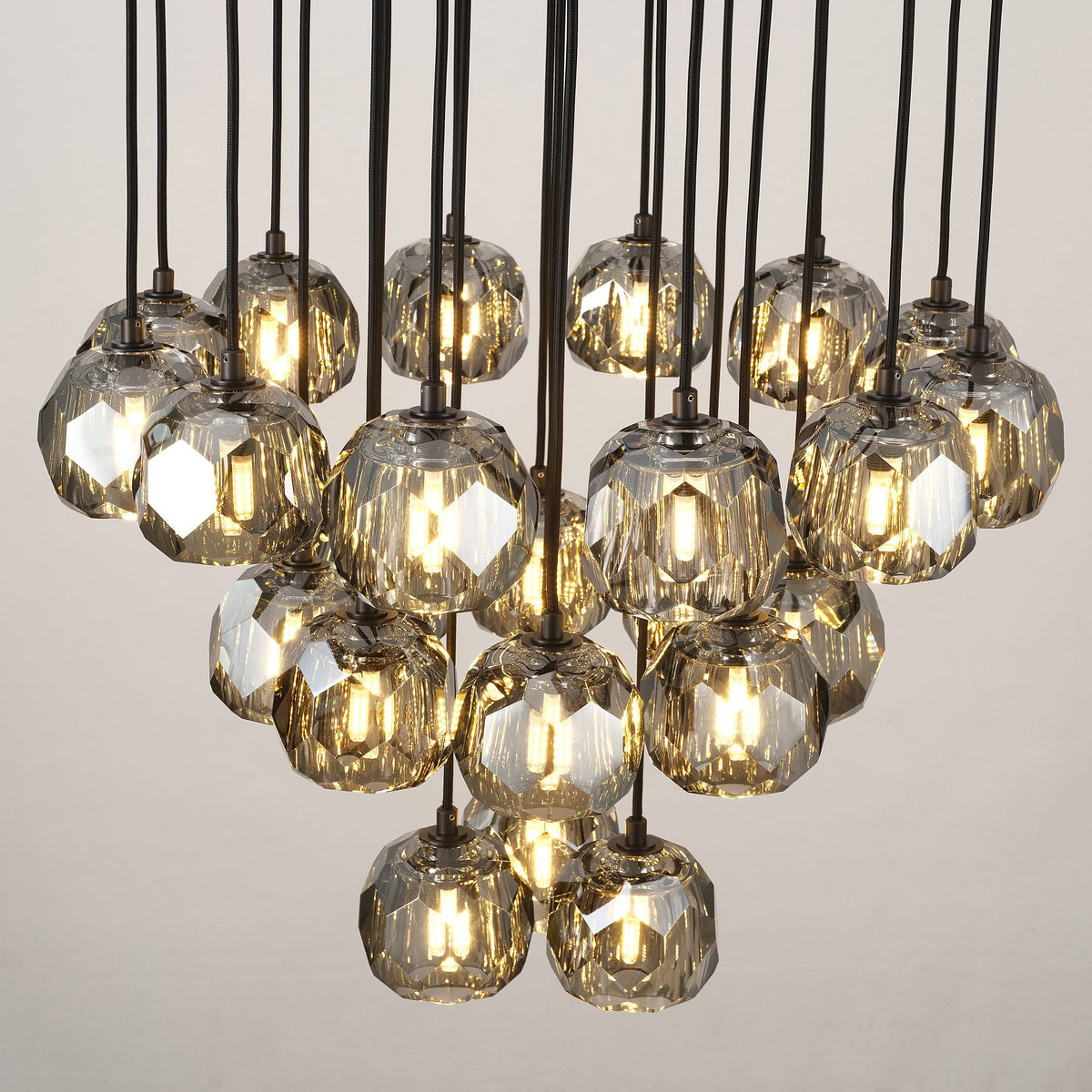 Lumerae 24 Inch Globe Smoked Crystal Cascading Chandelier