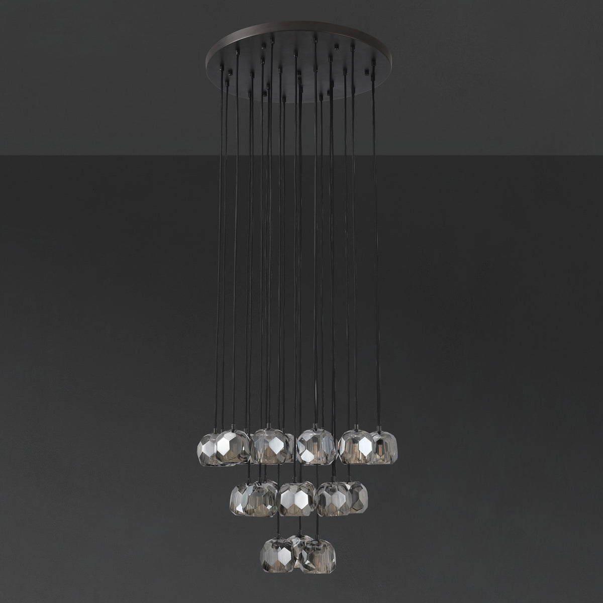 Lumerae 24 Inch Globe Smoked Crystal Cascading Chandelier